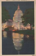 Washington DC Us Capitol at Night Vintage Postcard Posted 1942 picture