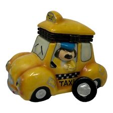 Vintage 1997-2000 Yellow Taxi Cab w/ Tire Hinged Porcelain Trinket Box RARE picture