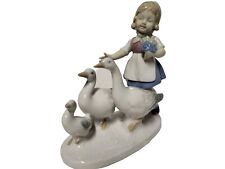 Vintage Germany Graefenthal  Porcelain Glazed Girl with Ducks Figurine Excellent picture