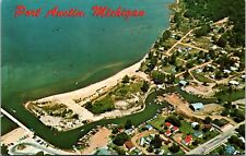 Vtg Port Austin Michigan MI Air View Town Village 1960s Chrome View Postcard picture