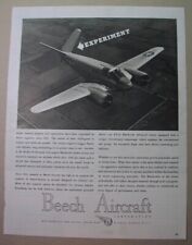 BEECHCRAFT airplanes - 7 ads, 1942-1947; WICHITA Kansas; Bonanza; KING of BORNEO picture