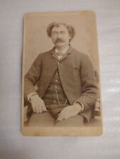 Antique Photo Man Mustache Portrait Cabinet Card By C.S.  Wolcott picture
