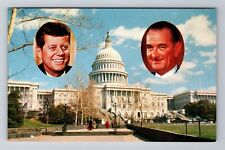 Arlington VA-Virginia, Portraits of JFK and Lyndon B Johnson, Vintage Postcard picture