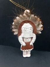 Vintage Native American Kachina Doll Ornament Feathers 1989 Signed RB picture