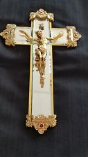 TFM Franklin Mint WALL CROSS CRUCIFIX MADE IN ITALY MIRRORED GOLD  10.5