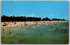 Vtg Clearwater Florida FL Beach View Bathers 1950s Postcard picture