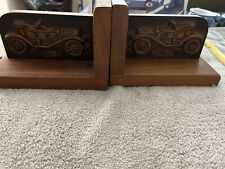 Vintage Wooden Antique Car 1912 Book Ends Used Very Good Conditions picture