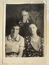 Old Vintage Father Daughter Family Photo Portrait Black and White 40s 50s Studio picture
