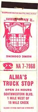 Alma's Truck Stop, Home Cooking, West of 18 Mile Creek, Vintage Matchbook Cover picture
