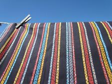 VTG fabric cotton 36” x 132” 1950s 60s black multicolor stripes picture