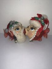 Katherine’s Collection Christmas Ornament S Santa Claus & Mrs Kissing Fish READ picture
