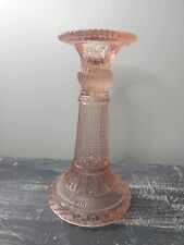 Vintage Soft Pink Glass Candle Stick  for Taper Candles Pink Depression picture