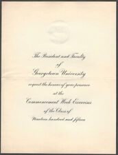 Georgetown University Class of 1915 Commencement Week Invitation America College picture