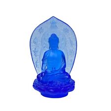 Crystal Glass Pate-de-Verre Blue Gautama Amitabha Shakyamuni Statue ws1816 picture