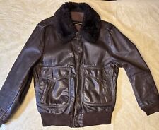 Vintage Harley Davidson AMF Brown Leather Bomber Jacket Size 40 Faux Fur Collar picture