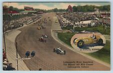 Postcard c1950's Indianapolis 500 Speedway Race Track Race Action & Winner AD19 picture