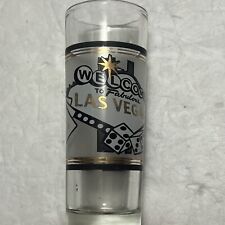 Vintage Las Vegas Double Shot Glass With Gold Accents N Dice NEW picture