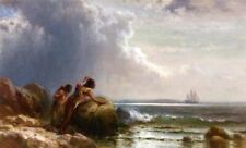 Oil painting Edward-Moran-Watching-Henry-Hudson-Enter-New-York-Bay seashore art picture