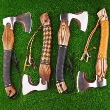 HIGH QUALITY CUSTOM HAND FORGED BEARDED PACK OF 4 DIFFERENT VIKING AXE BEST GIFT picture