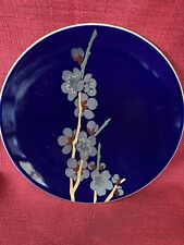 Fukagawa Arita Cobalt Blue Plate Cherry Blossoms Purveyor to Imperial Household picture