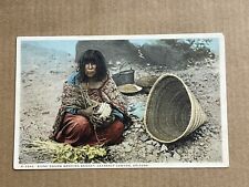 Postcard Fred Harvey Supai Indian Squaw Woman Weaving Basket Williams, Arizona picture