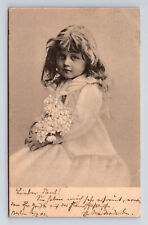 c1902 French Portrait of Young Flower Girl Postcard picture