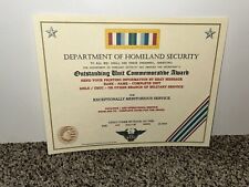 D.H.S. OUTSTANDING UNIT COMMEMORATIVE AWARD CERTIFICATE~W/PRINTING T-1 picture