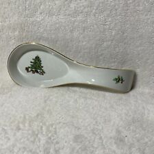 Vintage Holiday Hostess Christmas Tree Spoon Rest Made in Japan Xmas Poinsettia picture