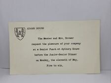 Original 1957 Harvard Adams House Invitation Senior Punch Party Vintage Ticket picture