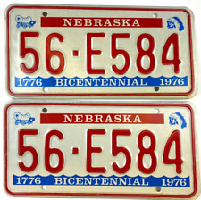 Nebraska 1976 License Plate Set Bicentennial Vintage Garage Sherman Co Decor picture