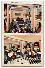 c1940 Main Lobby Hotel Danville Dining Room Interior Building Virginia Postcard picture