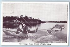 Cass Lake Minnesota Postcard Greetings Canoe Fishing Lake 1935 Vintage Antique picture