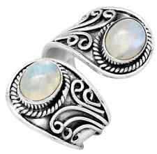 Rainbow Moonstone Solid 925 Sterling Silver Open Ring picture
