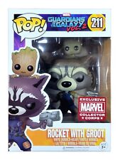 VAULTED Funko POP Marvel Guardians Vol.2 #211 ROCKET w/GROOT, Excl In Protector picture