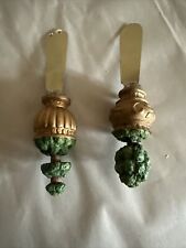 Vintage Pair Topiary Tree Shrubs Bush Butter Cheese Spreaders Shabby Dinnerware picture
