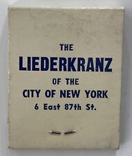 Vintage Matchbook - The Liederkranz of the City of New York - Liederkranz Club picture