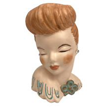 VTG Lady Head Statue Bust Earrings Hand Painted Ceramic Mold picture