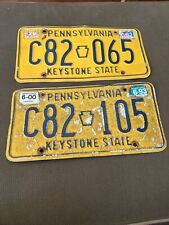 Lot 2 Vintage 1980's 90’s Pennsylvania Yellow Blue License Plates Keystone State picture