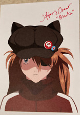 Asuka Langley Evangelion Q 3.0 Hat Postcard SIGNED by Voice Actor TIFFANY GRANT picture