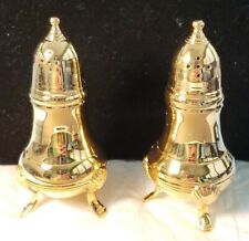 Vintage 24kt Electroplated Salt And Pepper Shakers With Feet 4