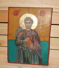 Vintage hand painted Orthodox icon Saint Menas picture