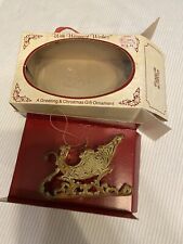 Vintage Bradford Novelty Co 3.5” Brass Christmas Ornament Sleigh #7924 1987 picture