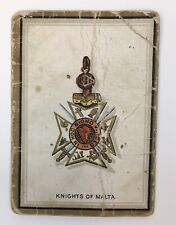 Antique 1911 Emblem Cigarettes Tobacco Trading Card Knights of Malta #19 picture
