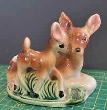 Vtg 1950s - 60s  Ceramic Bambi Mother Fawn & Doe Deer Planter picture