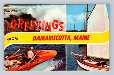 Damariscotta ME-Maine, Scenic Banner Greetings, Souvenir Vintage Postcard picture