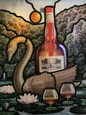 Grand Mariner Vintage “Stained Glass” Style Window Swan and Bottle - 18.5”x15” picture