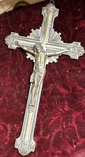 Antique Silver plate Large Crucifix JB 1935  picture