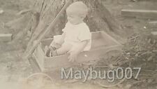 Vintage Antique Real Photo Postcard Baby In Primitive Wagon Carle Henry Family picture