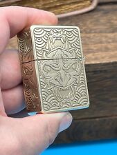 Solid Brass Oni Mask Custom Engraved ZORRO 915s Windproof Flip Lighter picture