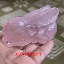 1pcs Natural Rose quartz Rabbit Quartz Crystal Carved Figurines Reiki Gem 3.2